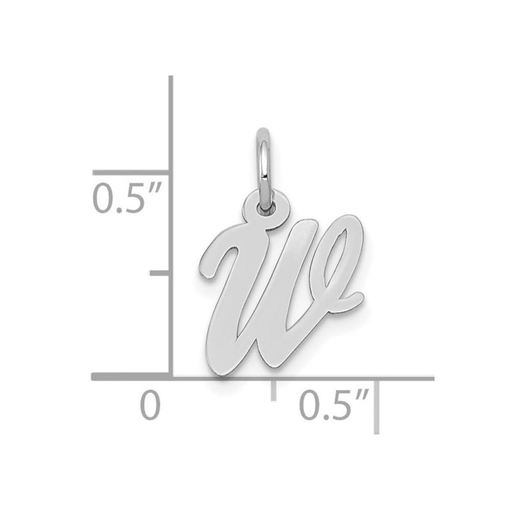 10k White Gold Small Script Initial W Charm - image 2